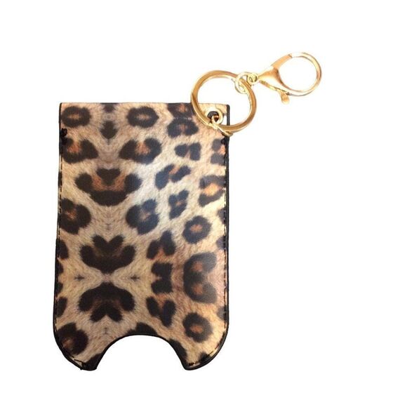 LEOPARD with hand sanitizer case with key ring brown and black - Picture 2 of 2